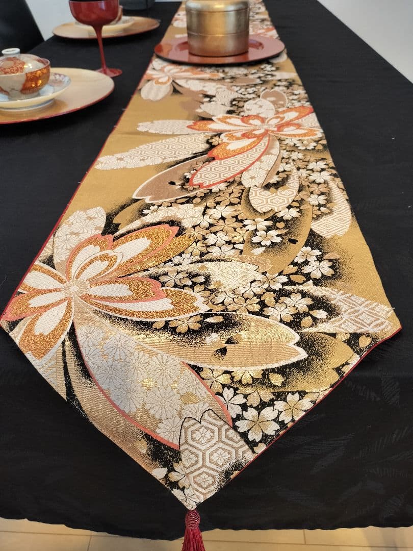とのちゃんのママA728高級‼️ひな祭り‼️袋帯テーブルランナー2m