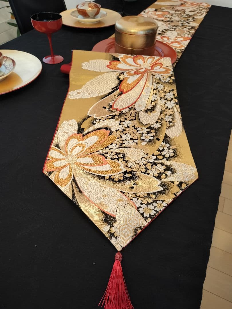 とのちゃんのママA728高級‼️ひな祭り‼️袋帯テーブルランナー2m