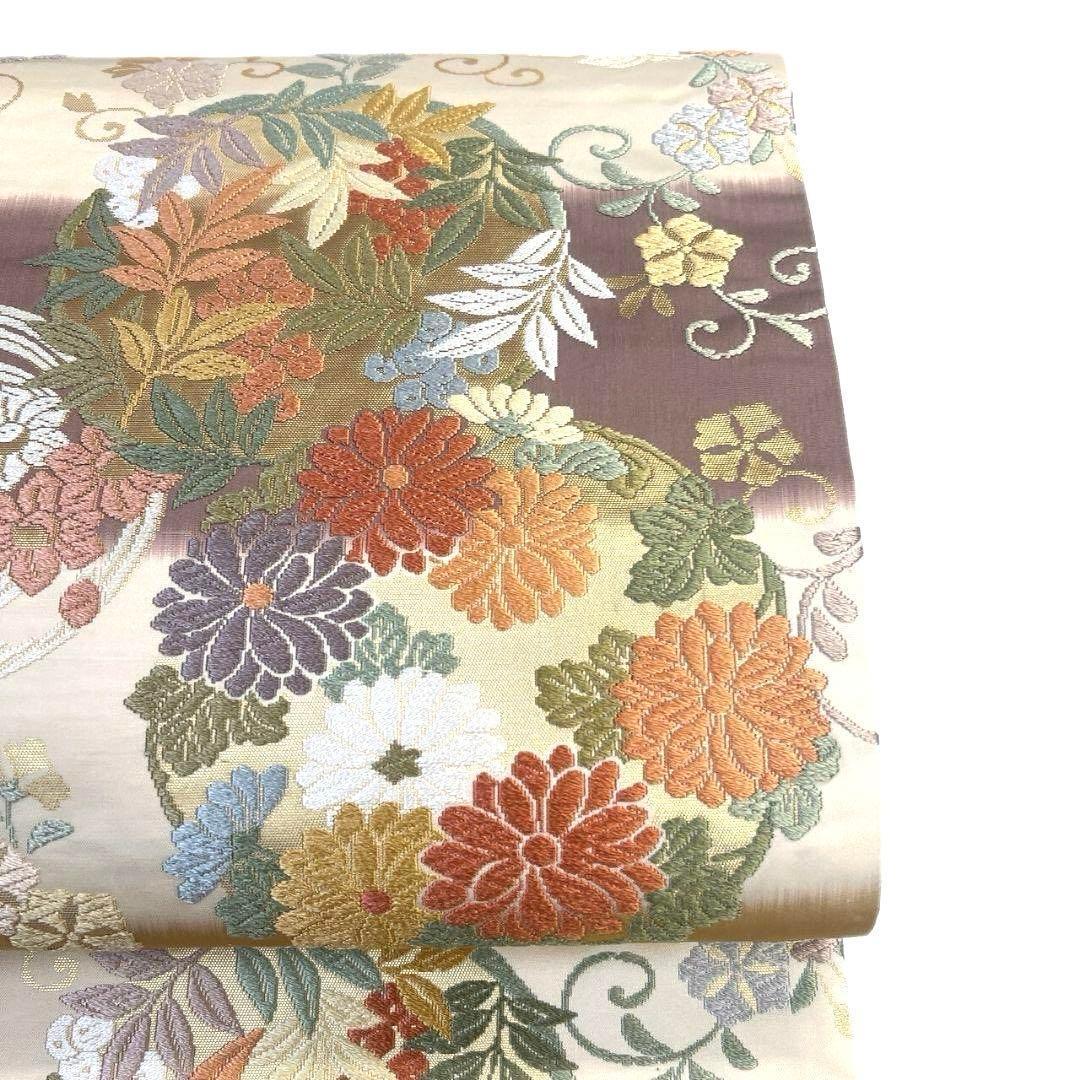 未着用　袋帯　唐織　花紋　菊花　桐の花　桔梗　金糸　着物　064a p