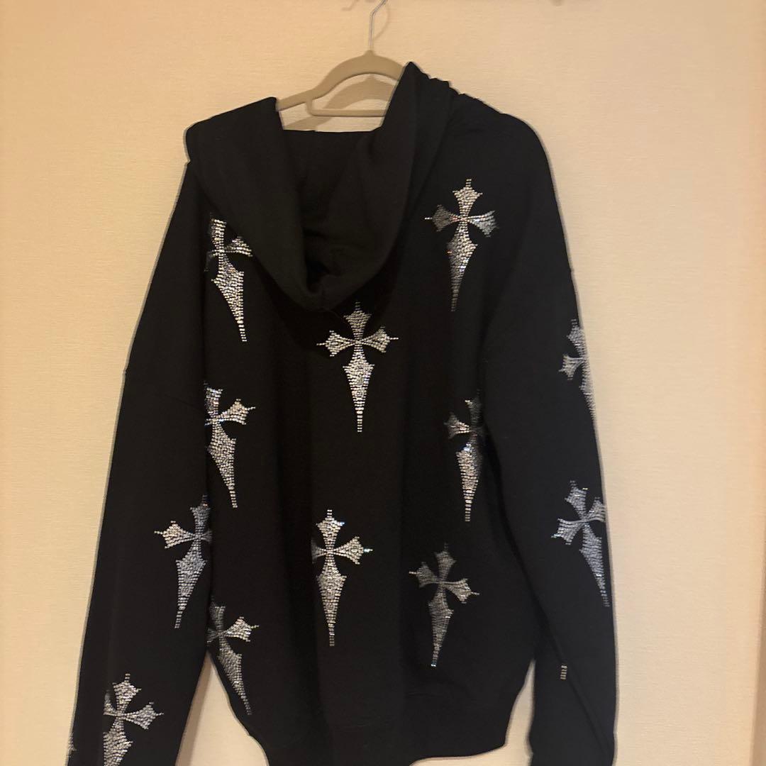 クロスストーン装飾 フルジップパーカー