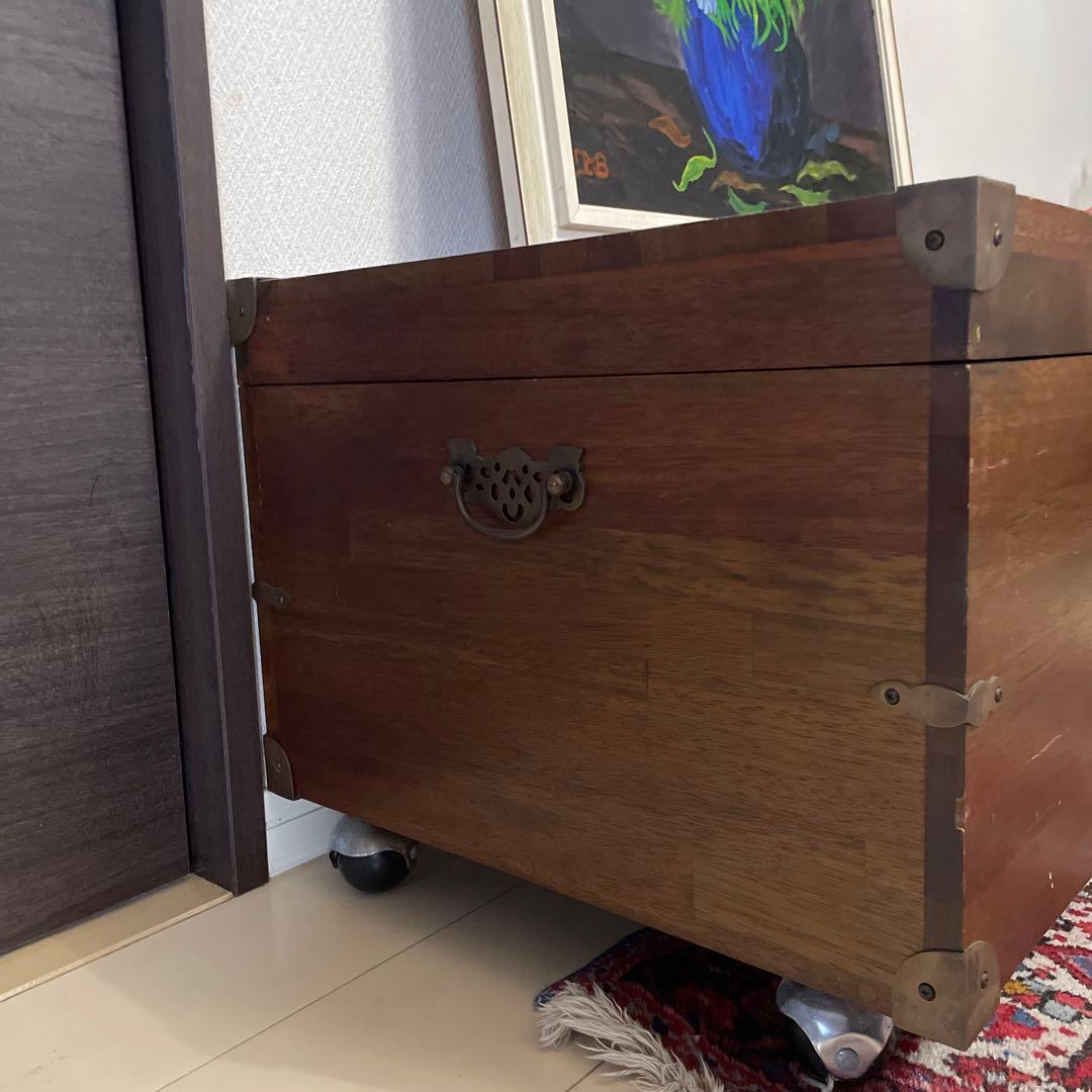 アンティーク　テーブル　衣装箱　木箱