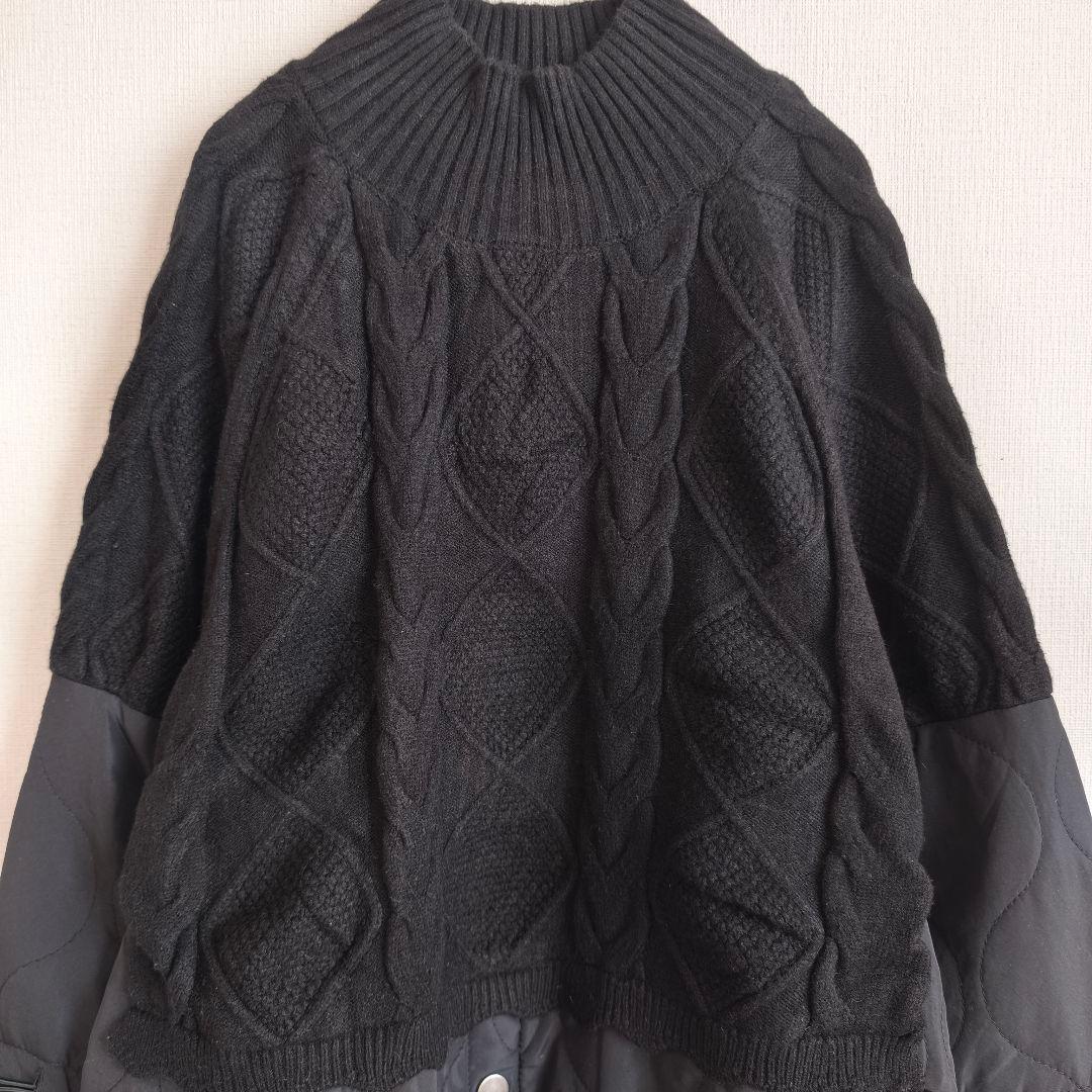 2695 美品 C•O•T•E ニット切替キルティングチュニック ブラック F