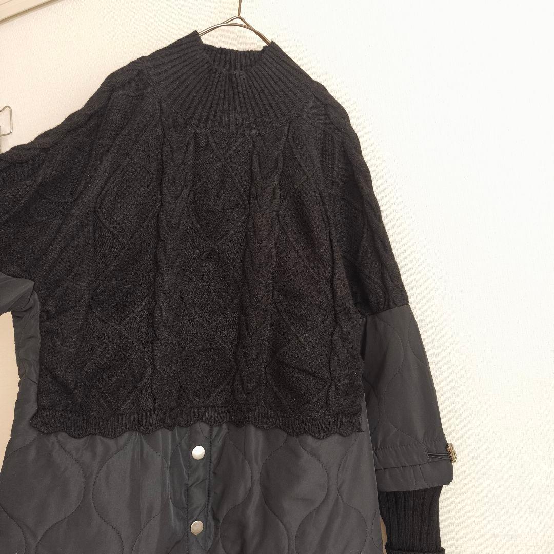 2695 美品 C•O•T•E ニット切替キルティングチュニック ブラック F
