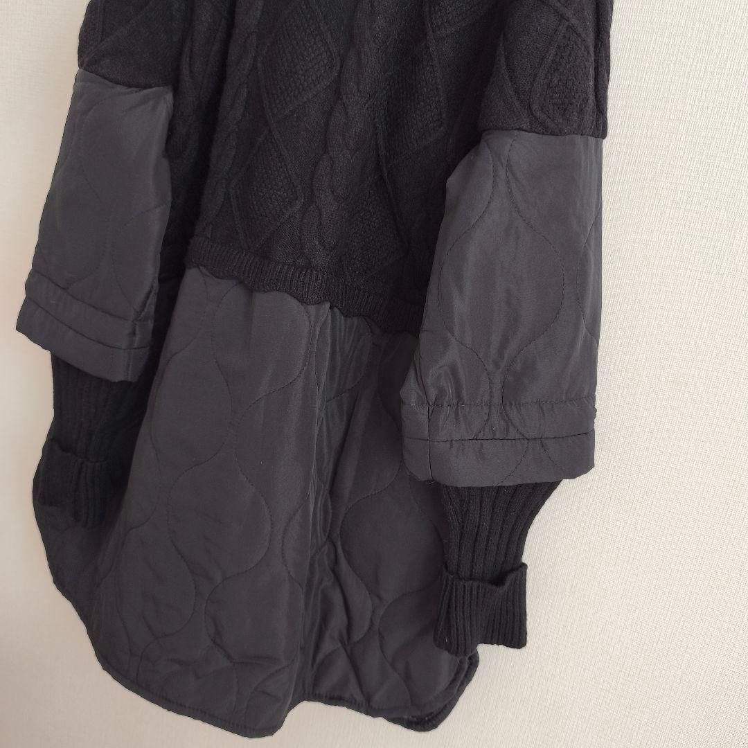 2695 美品 C•O•T•E ニット切替キルティングチュニック ブラック F