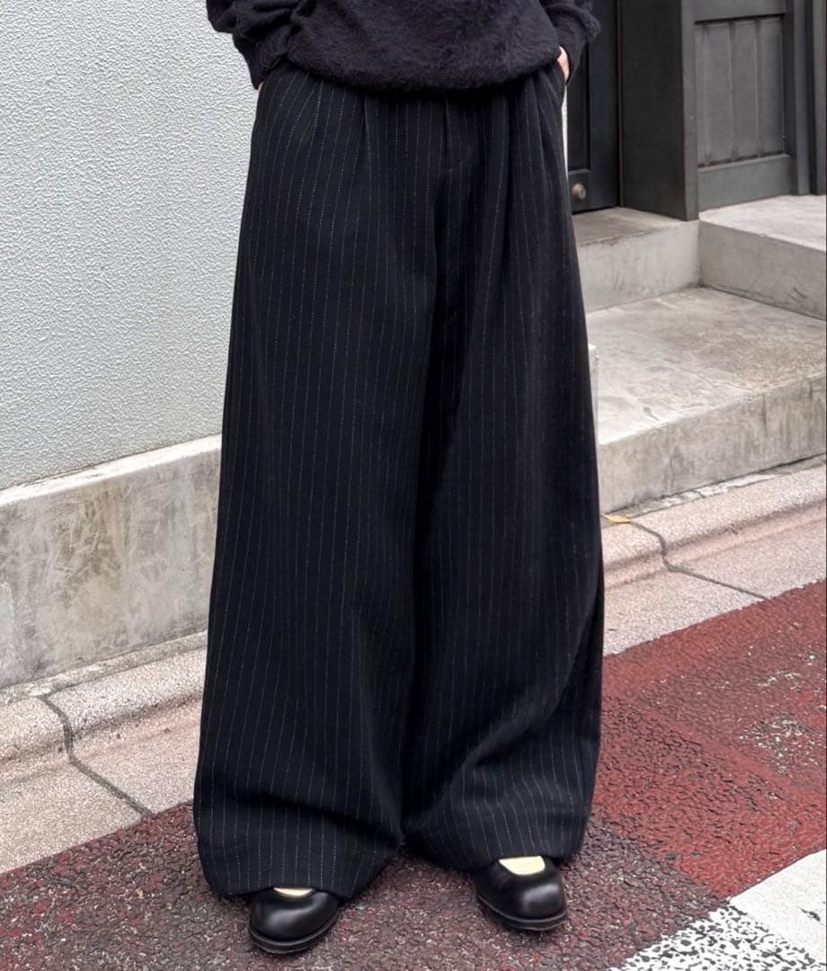 パンツ SINSSFlannel two tuck wide stripedslacks