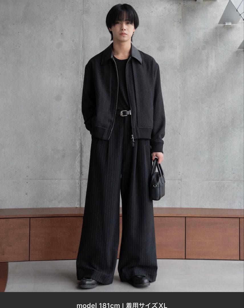 パンツ SINSSFlannel two tuck wide stripedslacks