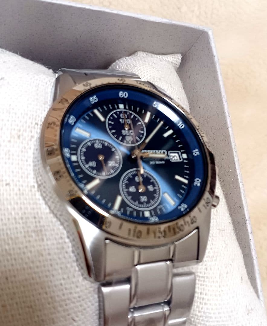 【新品未使用品】セイコー 青 クロノグラフ 紳士腕時計 SBTQ071
