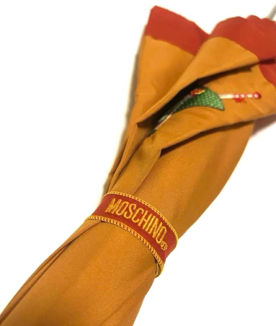 MOSCHINO モスキーノ 長傘　オレンジ 刺繍デザイン