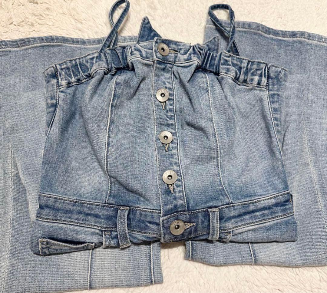 GYDA BACKリボンデニムロンパース ライトブルー 【美品】