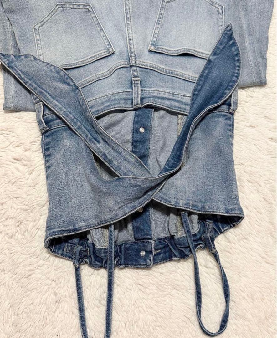 GYDA BACKリボンデニムロンパース ライトブルー 【美品】