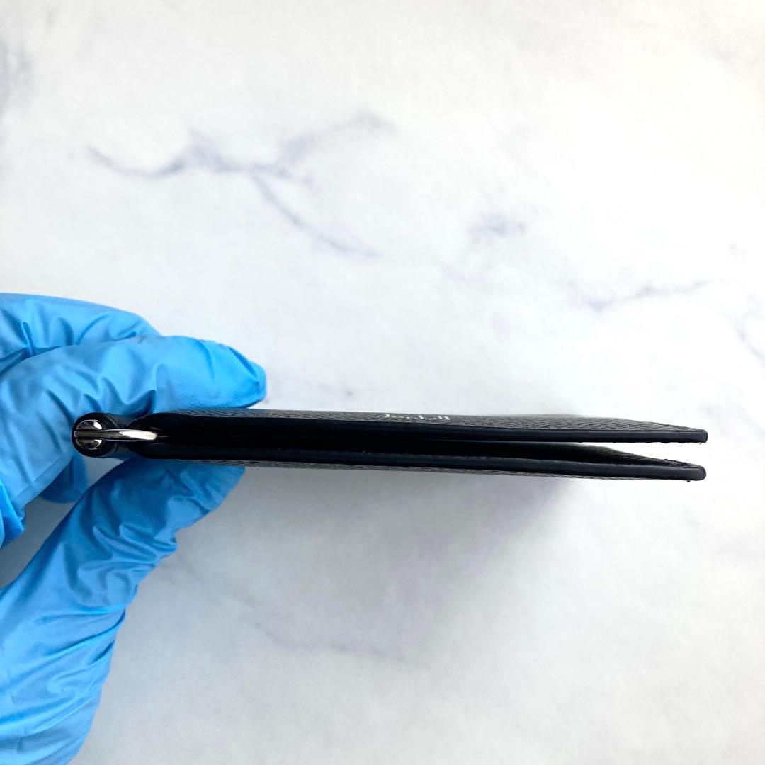 極美品 ダンヒル マネークリップ お札入れ 黒 シボ革