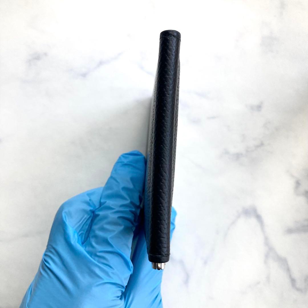 極美品 ダンヒル マネークリップ お札入れ 黒 シボ革