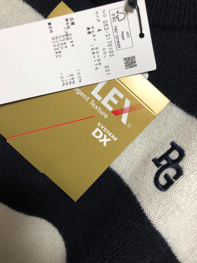 未使用 タグ付き 防風カシミヤクルーネックニットプルオーバー 4 M ネイビー