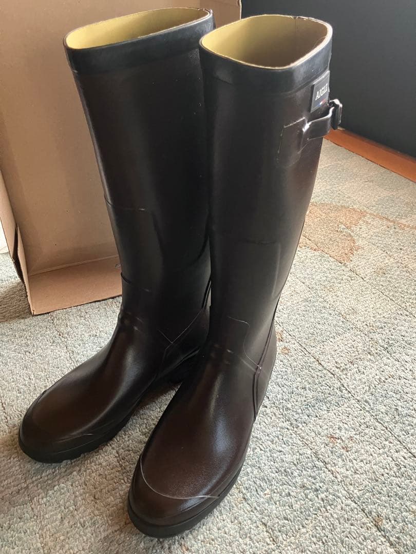 AIGLE ダークブラウン レインブーツ 45