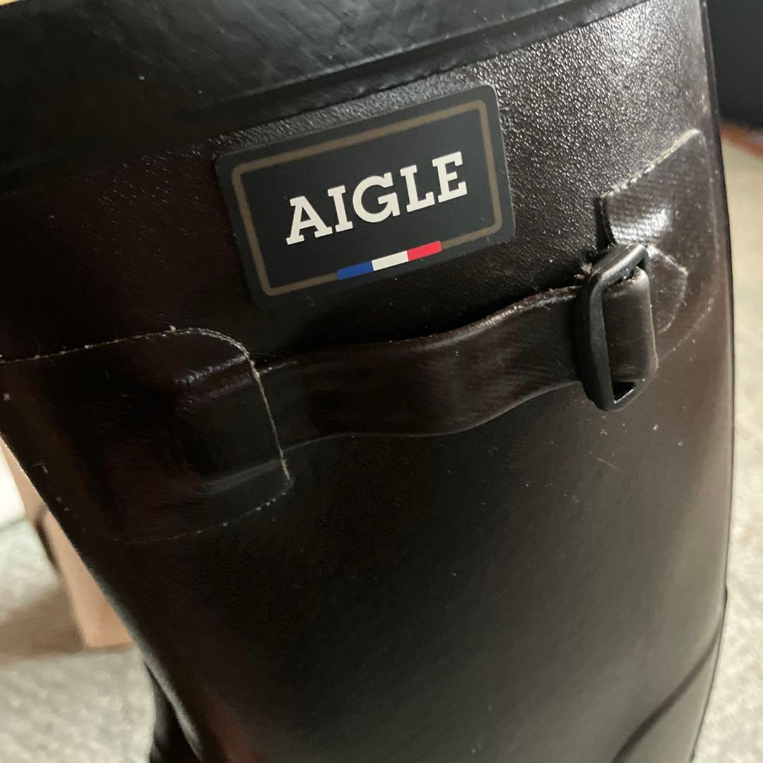 AIGLE ダークブラウン レインブーツ 45