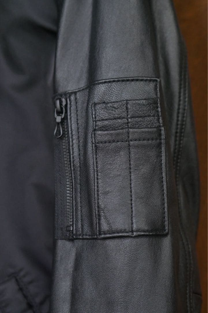 KATHRINE HAMNET レザーナイロン切り替え MA-1ジャケット