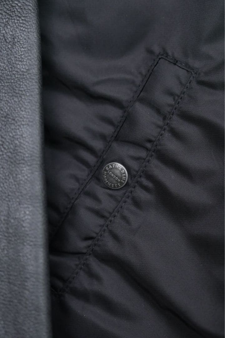 KATHRINE HAMNET レザーナイロン切り替え MA-1ジャケット