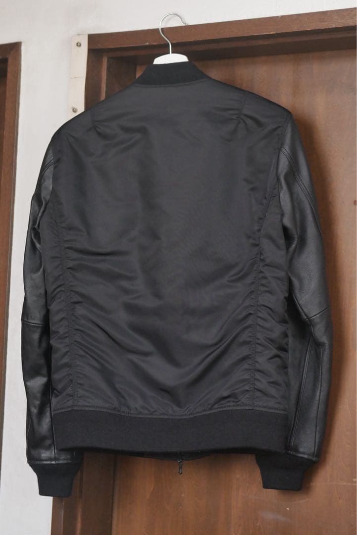 KATHRINE HAMNET レザーナイロン切り替え MA-1ジャケット