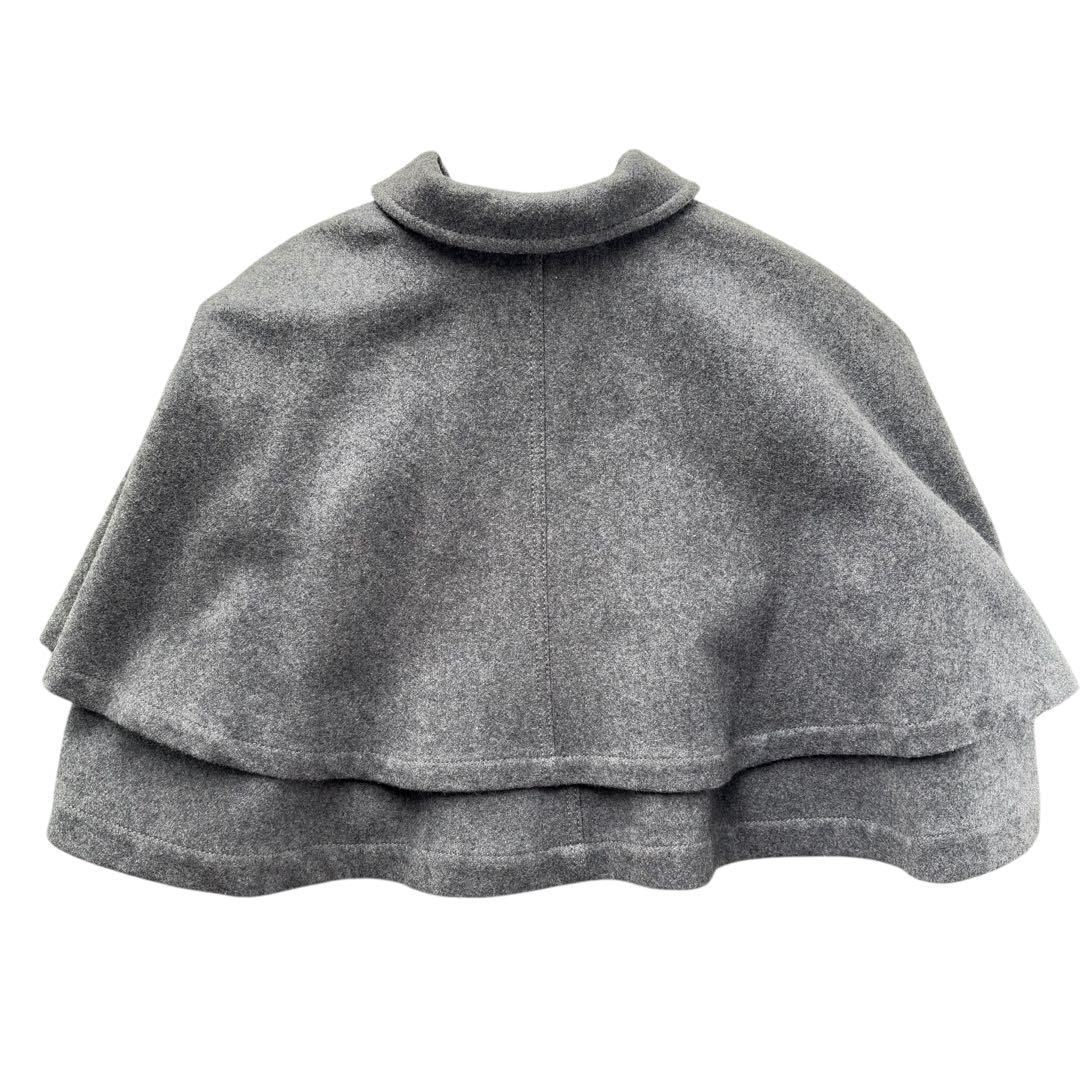 コムデギャルソン　グレー　丸襟ポンチョコート　ウール　ケープ型