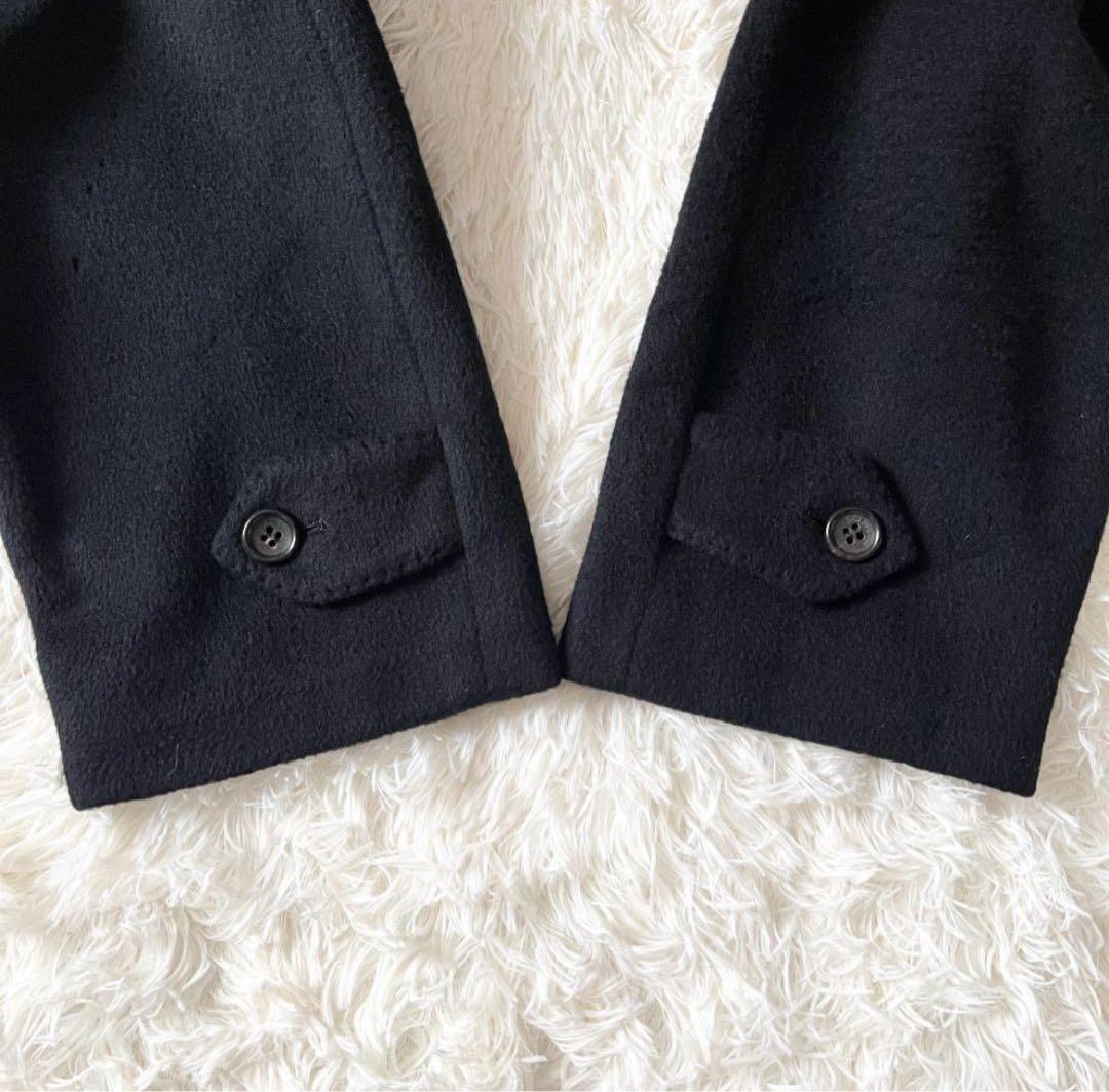 M バーバリーズ カシミア100 比翼 ステンカラーコート ブラック ロング丈