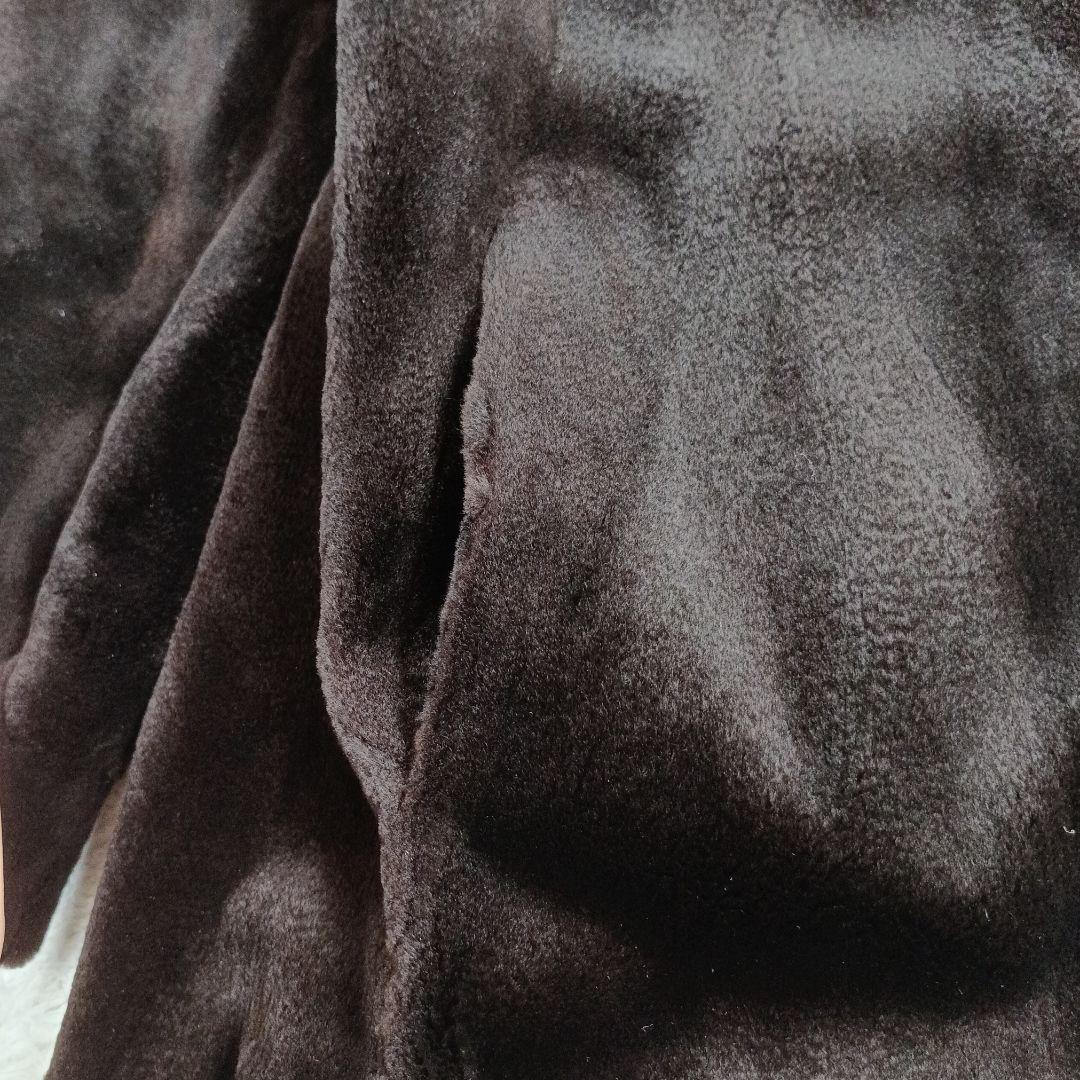 美品✨サガミンク　シェアードミンク　銀タグ　装飾ボタン　ロング丈　大きめサイズ