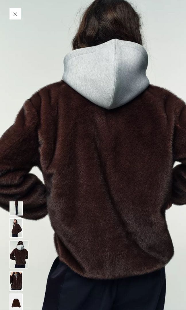 ZARA コントラストフェイクファー ボンバージャケット