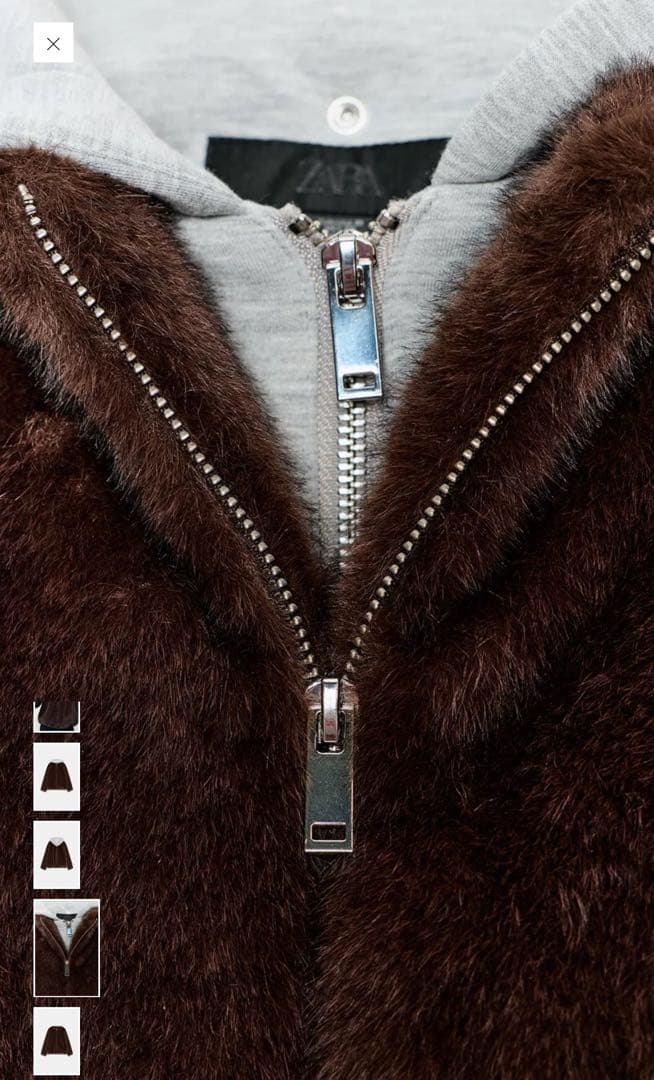 ZARA コントラストフェイクファー ボンバージャケット