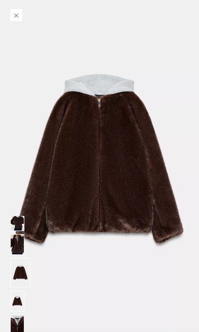 ZARA コントラストフェイクファー ボンバージャケット