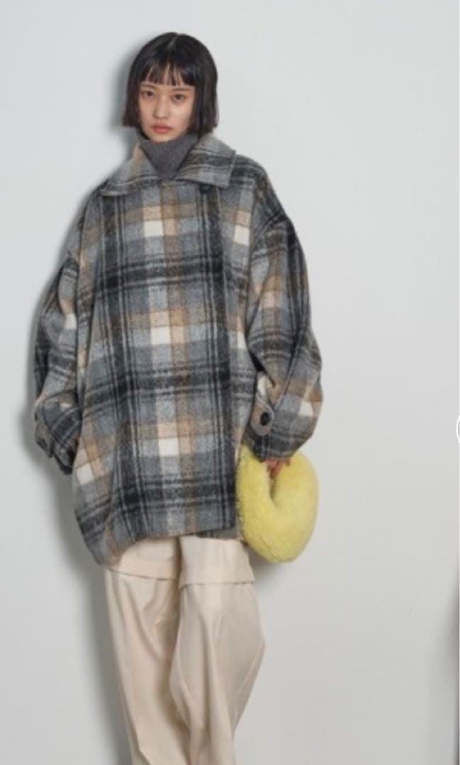 THE YOn ウールライクチェックミドルコート