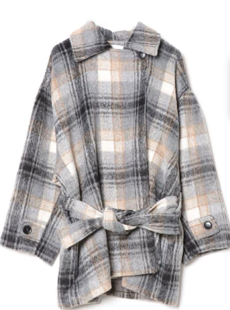 THE YOn ウールライクチェックミドルコート