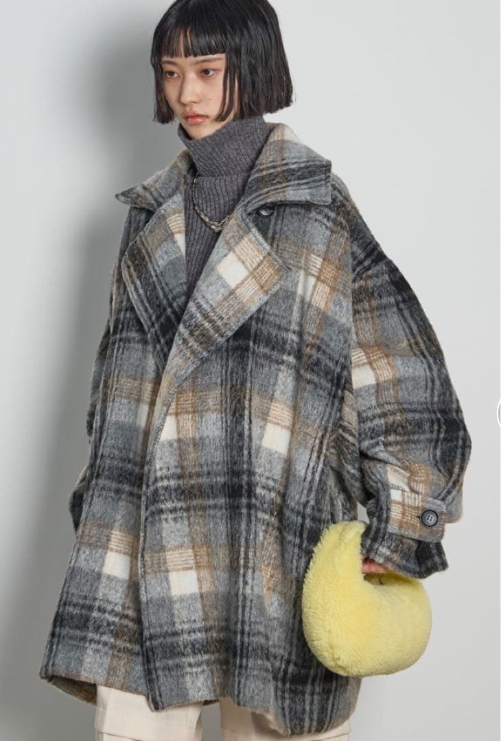THE YOn ウールライクチェックミドルコート