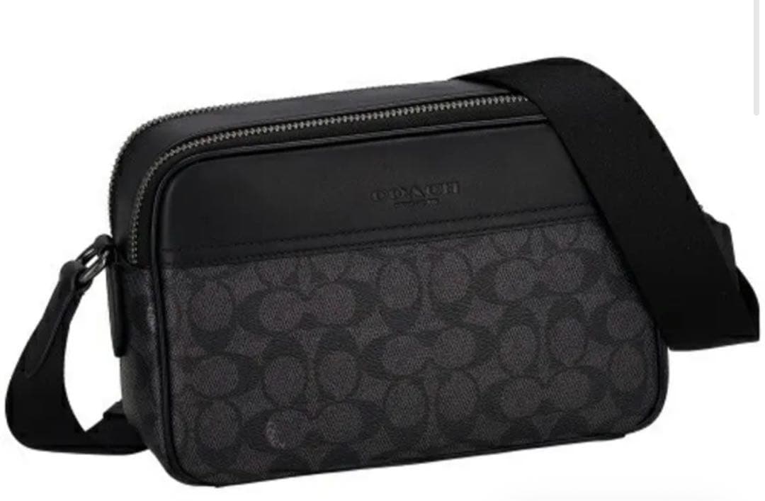 COACH ブラックレザーショルダーバッグ