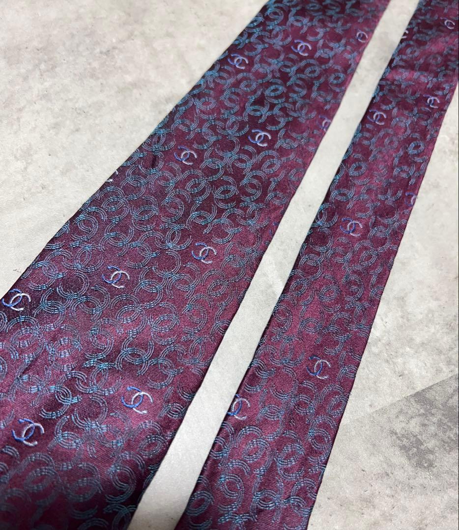 CHANEL ネクタイ ココマーク 総柄　ジャガード 光沢