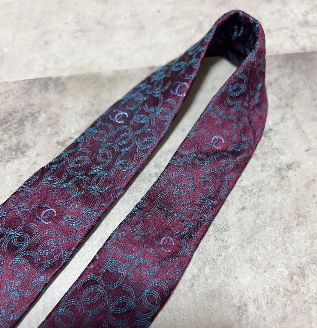 CHANEL ネクタイ ココマーク 総柄　ジャガード 光沢