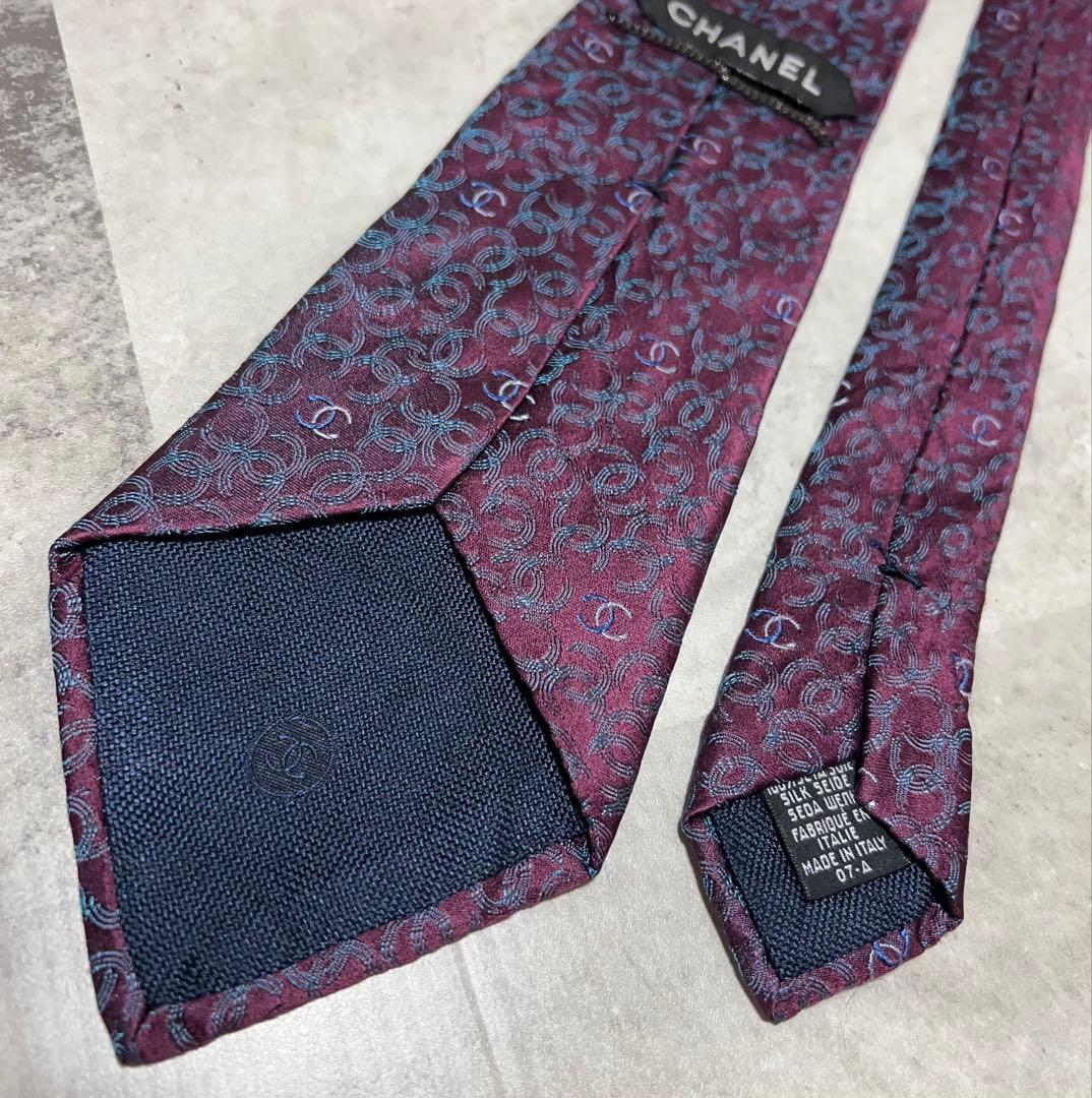 CHANEL ネクタイ ココマーク 総柄　ジャガード 光沢