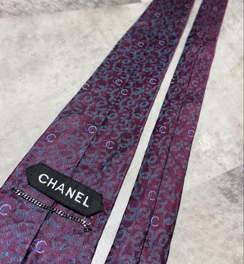 CHANEL ネクタイ ココマーク 総柄　ジャガード 光沢
