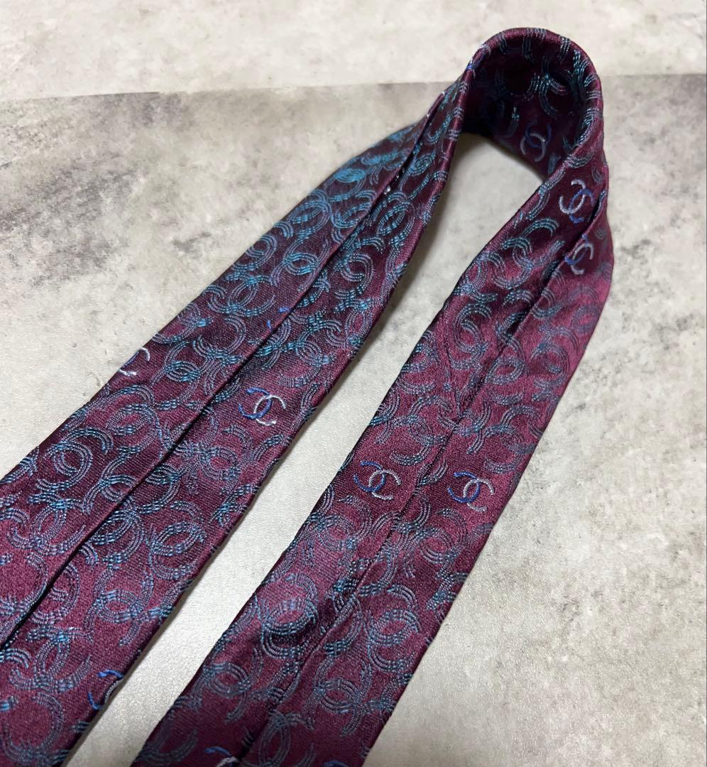 CHANEL ネクタイ ココマーク 総柄　ジャガード 光沢