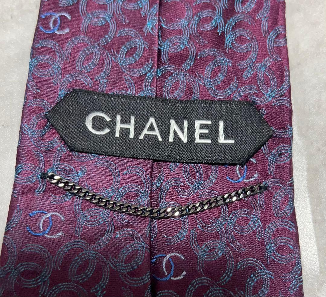 CHANEL ネクタイ ココマーク 総柄　ジャガード 光沢