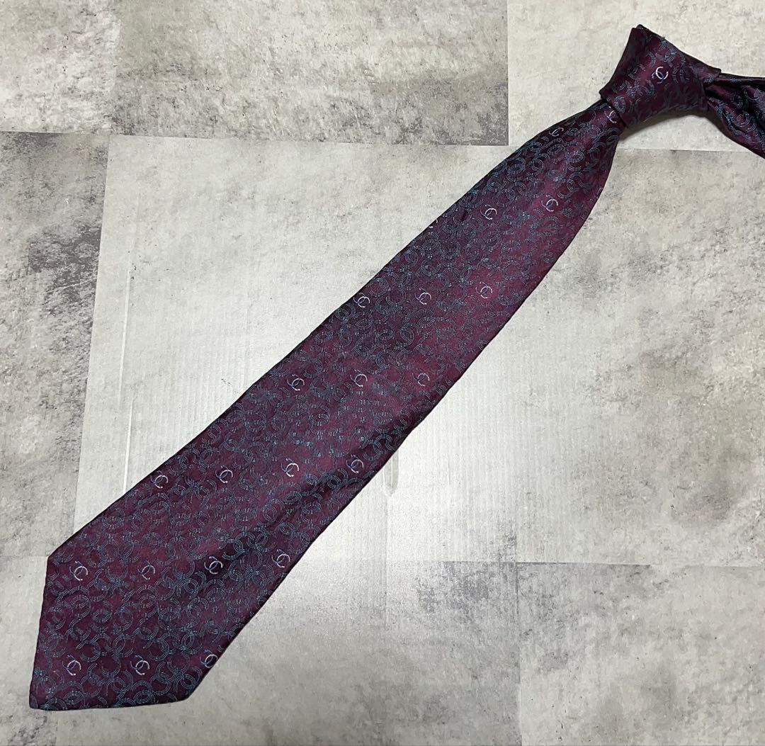 CHANEL ネクタイ ココマーク 総柄　ジャガード 光沢