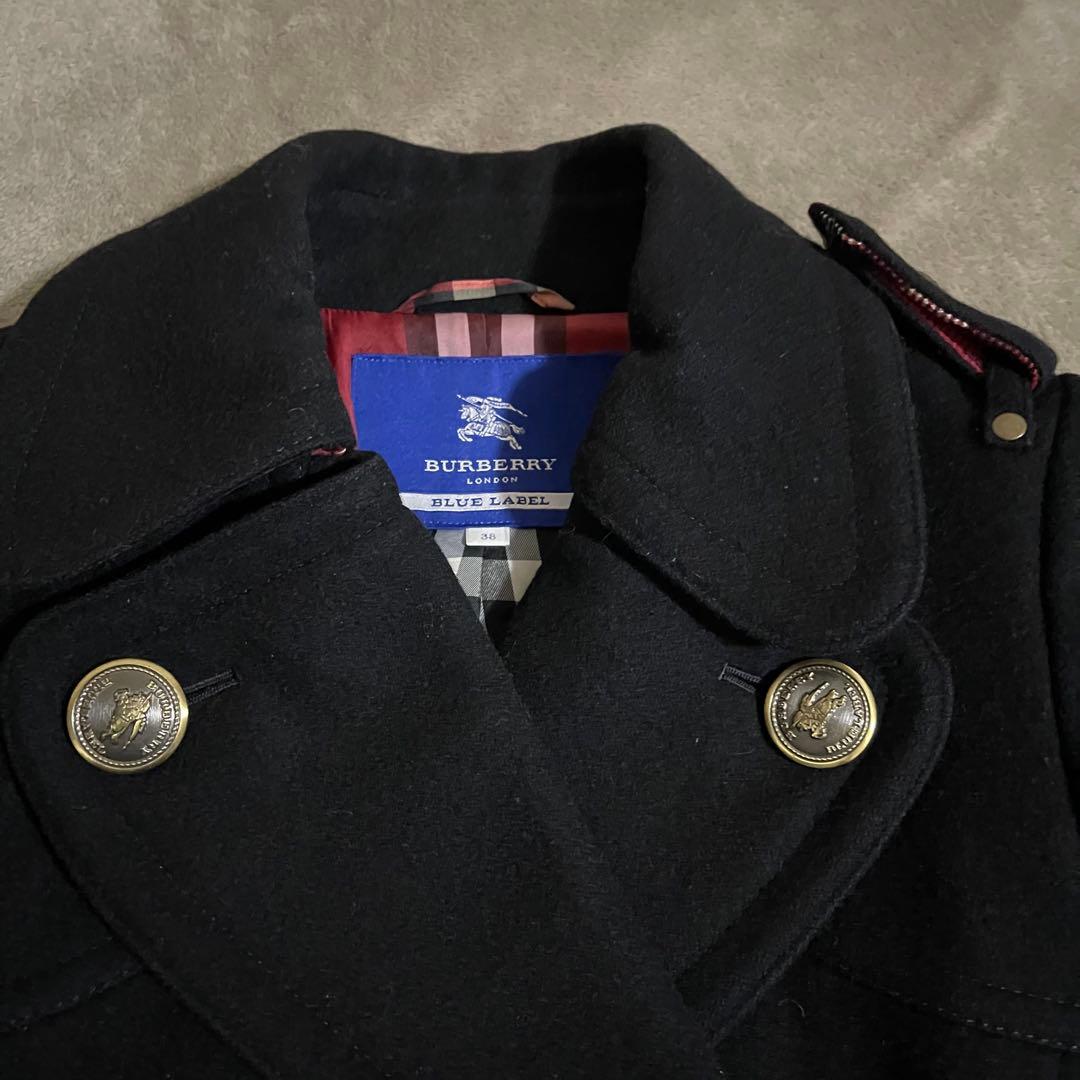 美品✨ BURBERRY BLUE LABEL ウールPコート 38/ブラック
