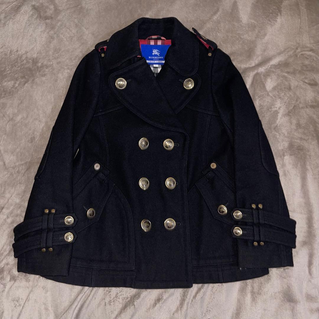 美品✨ BURBERRY BLUE LABEL ウールPコート 38/ブラック