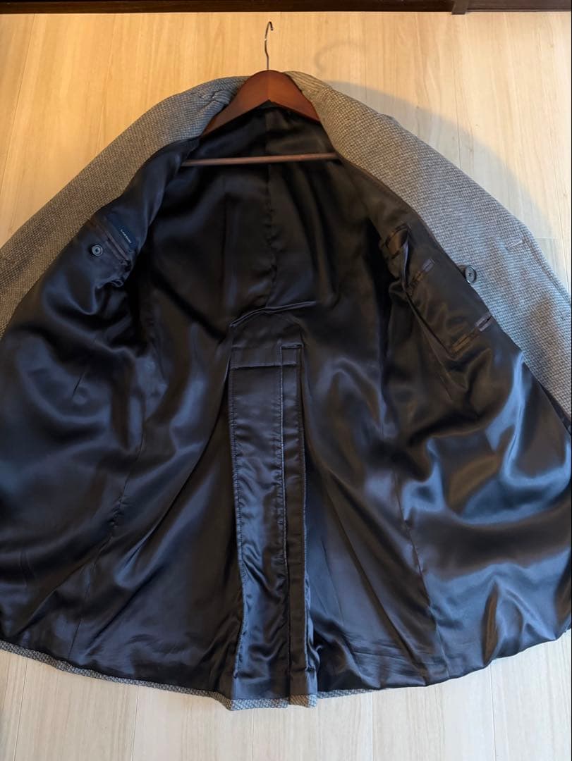 ラルディーニ ポロコート ライトグレー44 美品 ウールアルパカ イタリア製