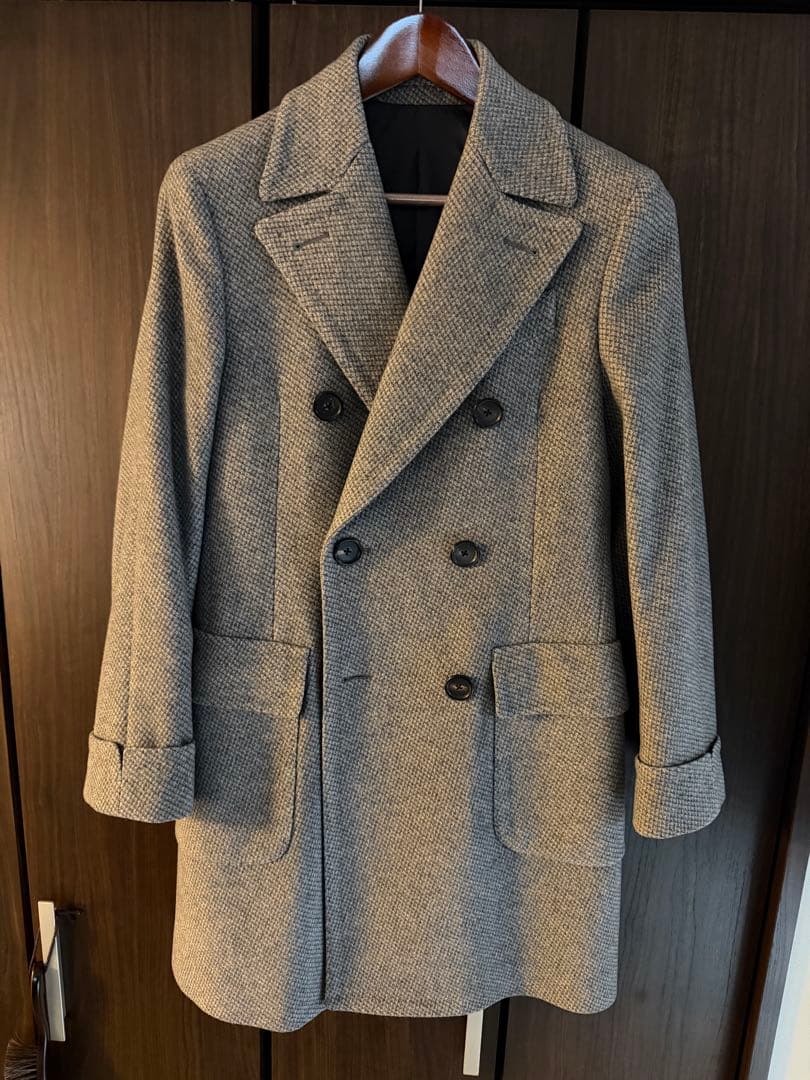 ラルディーニ ポロコート ライトグレー44 美品 ウールアルパカ イタリア製