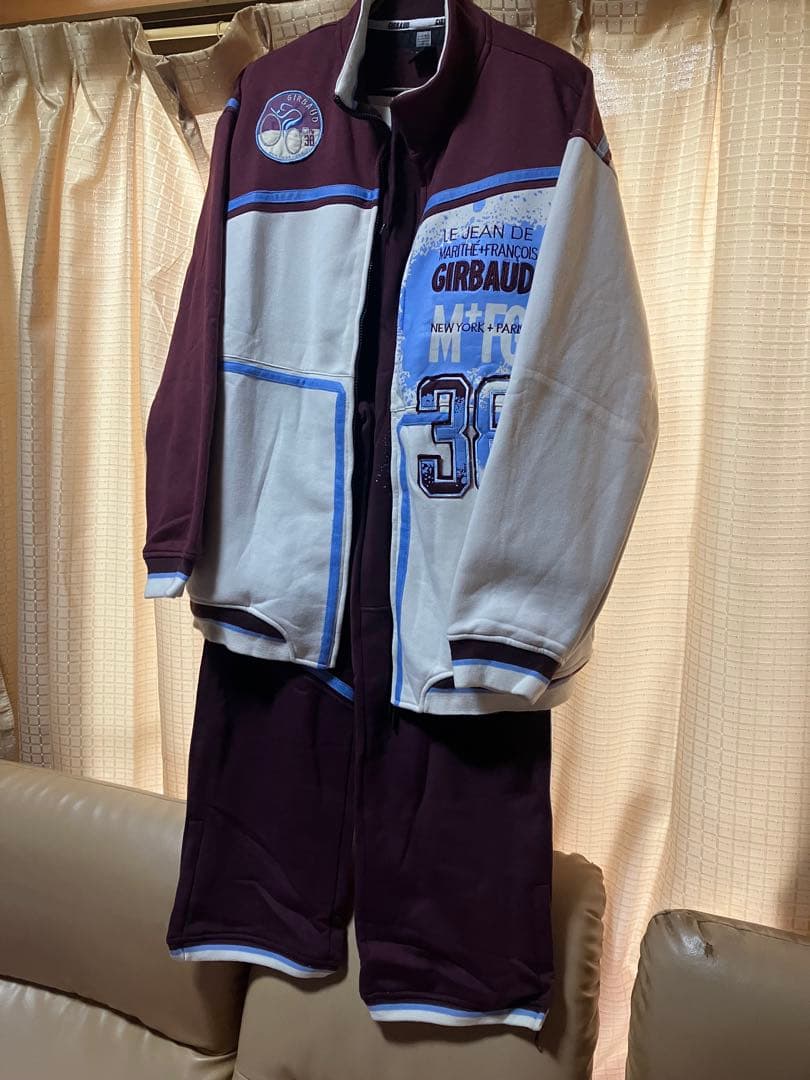 GIRBAUD ジャージ 38 マルーン/ホワイト