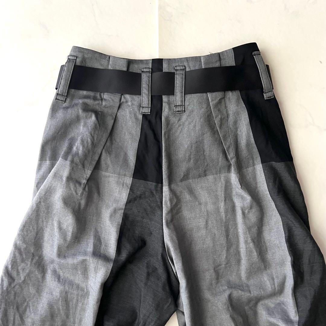 美品 イッセイミヤケ サルエルパンツ 変形 クレイジーパターン ベルト 2 M