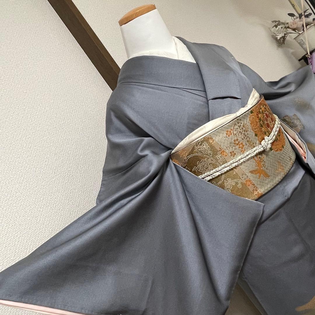 ブルーグレー 4点 フルセット 訪問着 入学式 卒業式 入園式 春 秋 冬