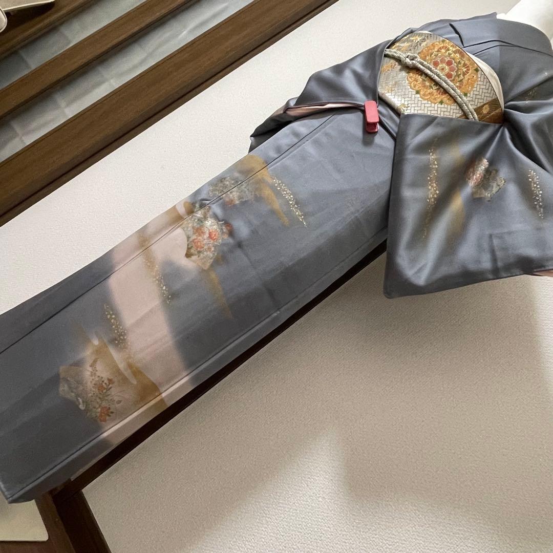 ブルーグレー 4点 フルセット 訪問着 入学式 卒業式 入園式 春 秋 冬