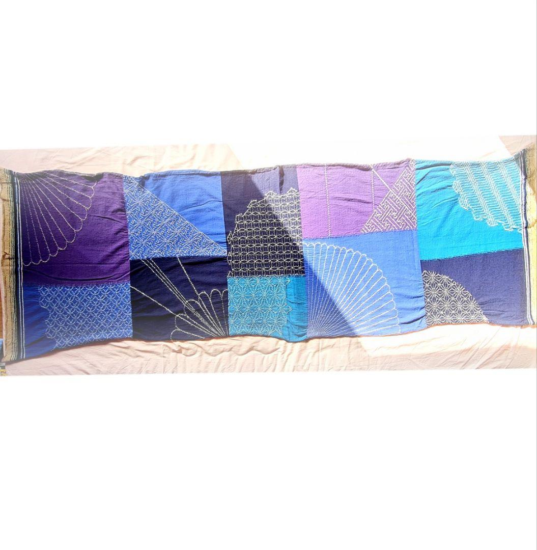 美品★キャピタル 縮絨マフラー ウール 大判ストール 青 メンズ／レディース