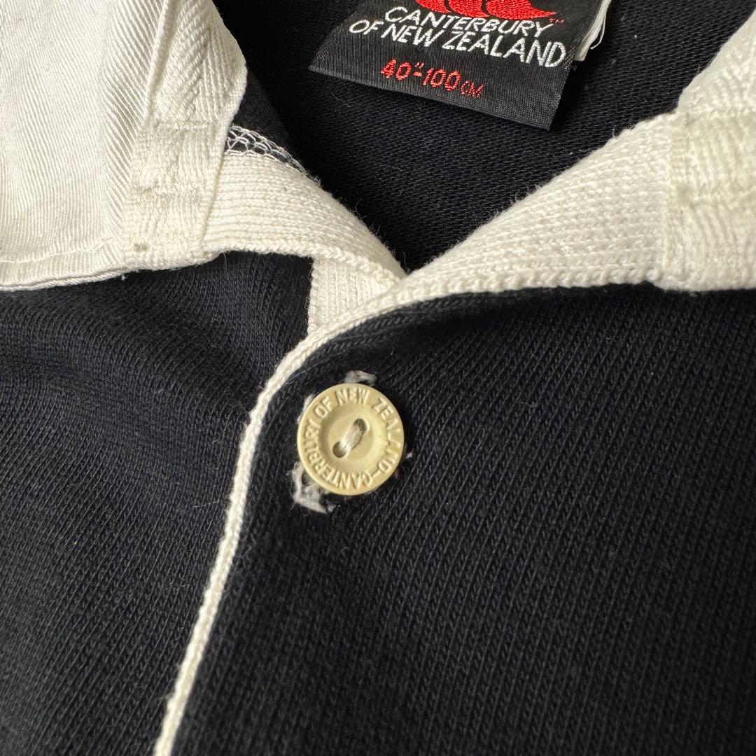 【100周年】CANTERBURY 刺繍ロゴ ALL BLACKS ラガーシャツ