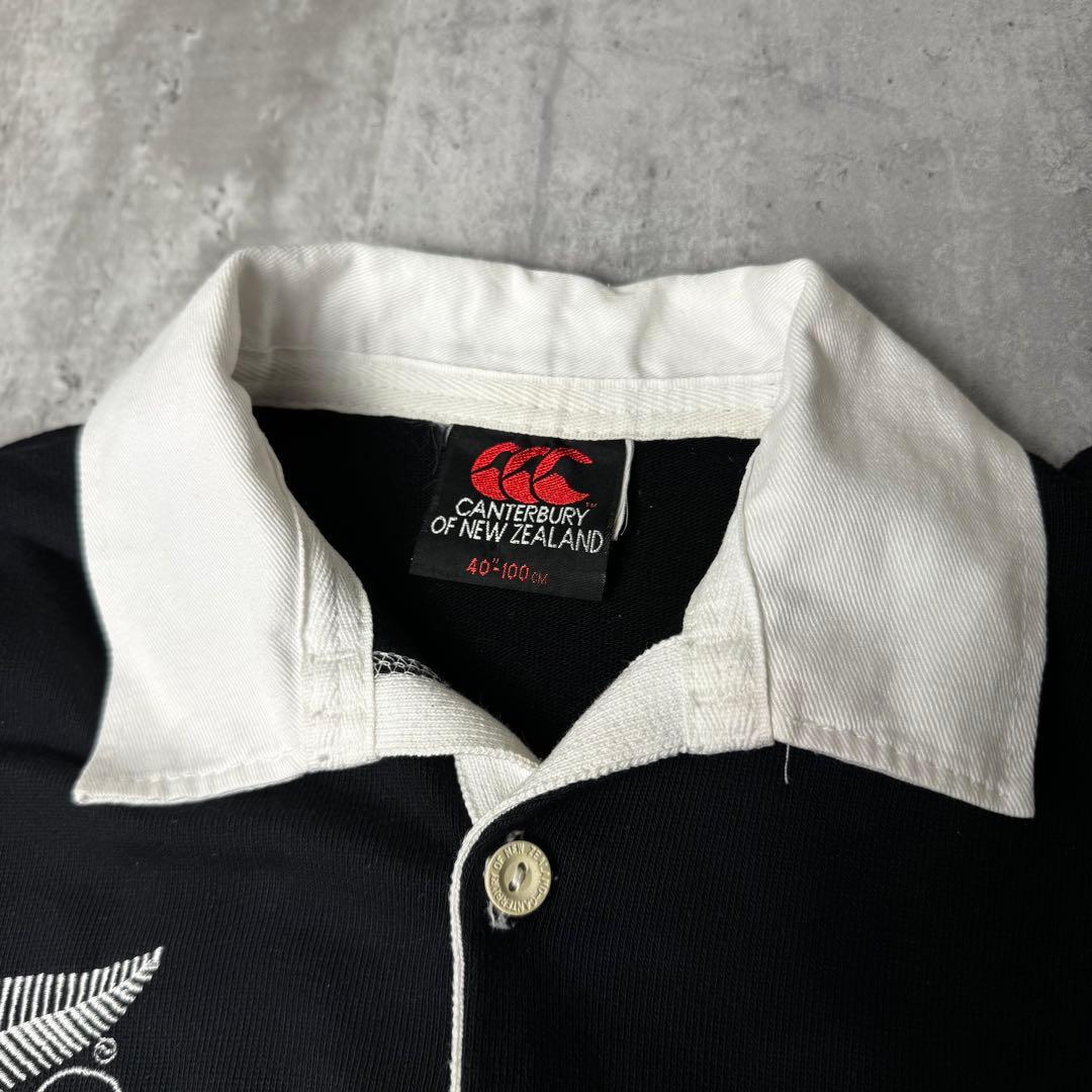 【100周年】CANTERBURY 刺繍ロゴ ALL BLACKS ラガーシャツ